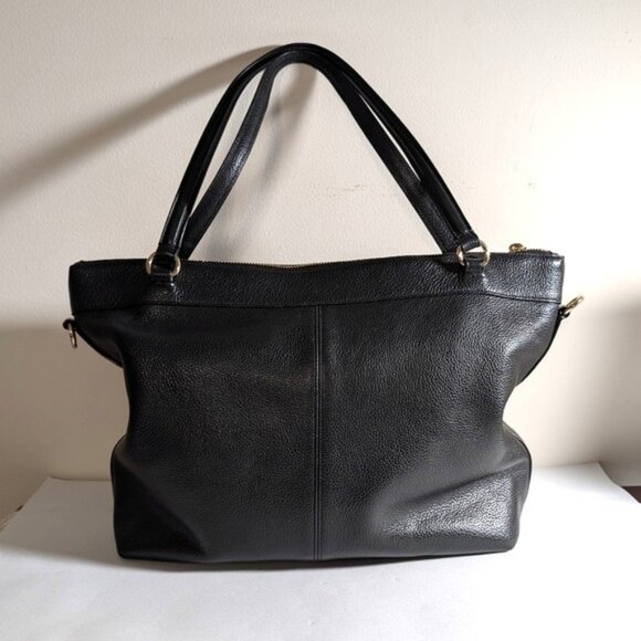 Like New Coach Pebbled Leather Tyler Tote Large Shoulder Bag F54687- Black - Picture 2 of 13